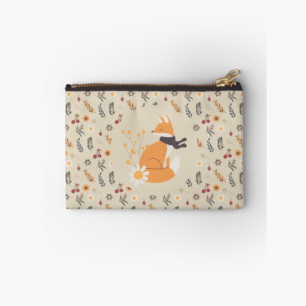 Item preview, Fox with a scarf on an autumn floral pattern designed and sold by FunnyChameleon.