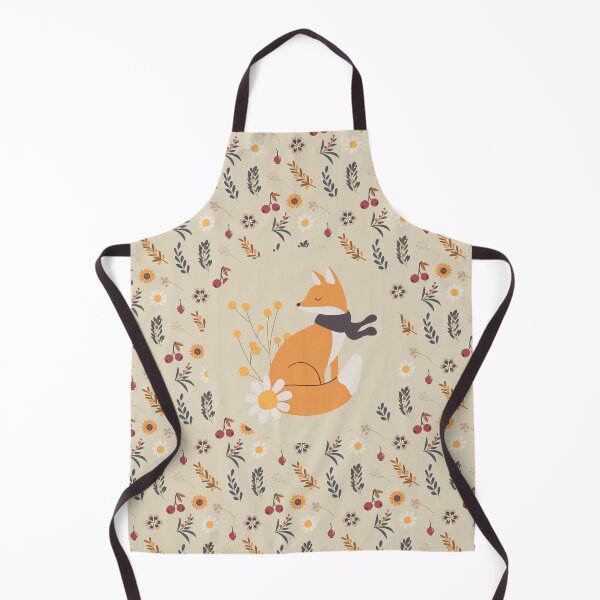 Item preview, Fox with a scarf on an autumn floral pattern designed and sold by FunnyChameleon.