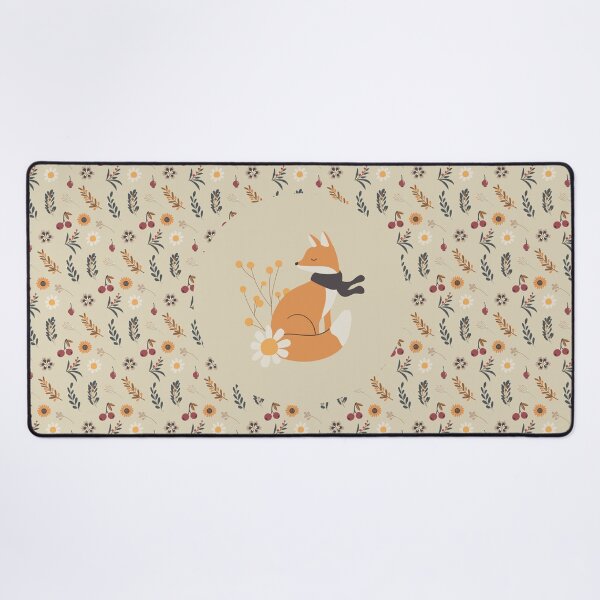 Item preview, Fox with a scarf on an autumn floral pattern designed and sold by FunnyChameleon.