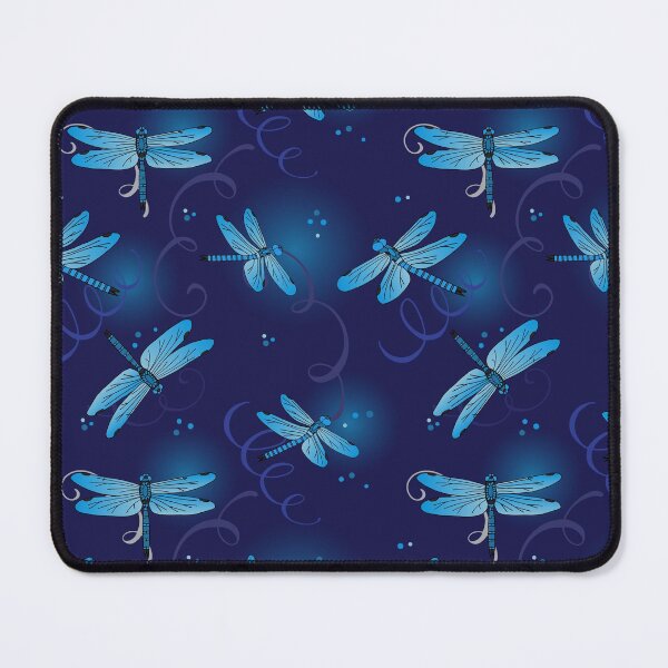 Item preview, Blue Dragonflies on Navy Blue Pattern designed and sold by HotHibiscus.