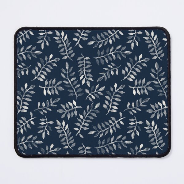 Item preview, White Leaves on Navy - a hand painted pattern designed and sold by micklyn.