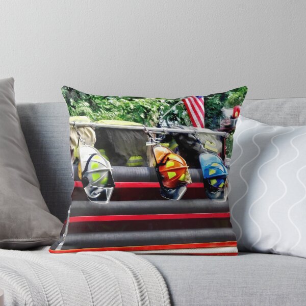 Item preview, Three Fire Helmets on Fire Truck designed and sold by Susan Savad.