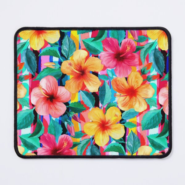 Item preview, OTT Maximalist Hawaiian Hibiscus Floral with Stripes designed and sold by micklyn.