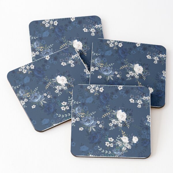 Item preview, Vintage navy flowers designed and sold by tingbysanna.