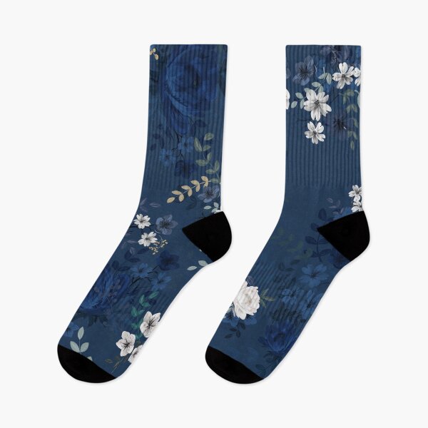 Item preview, Vintage navy flowers designed and sold by tingbysanna.