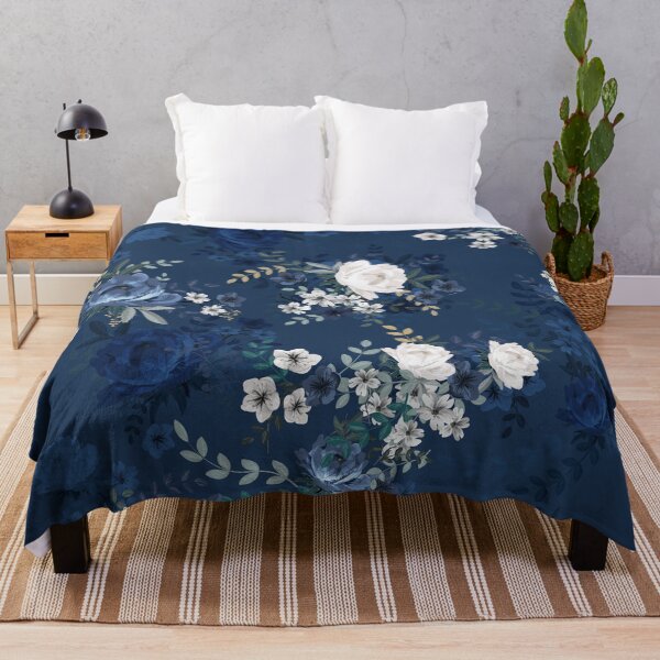 Item preview, Vintage navy flowers designed and sold by tingbysanna.