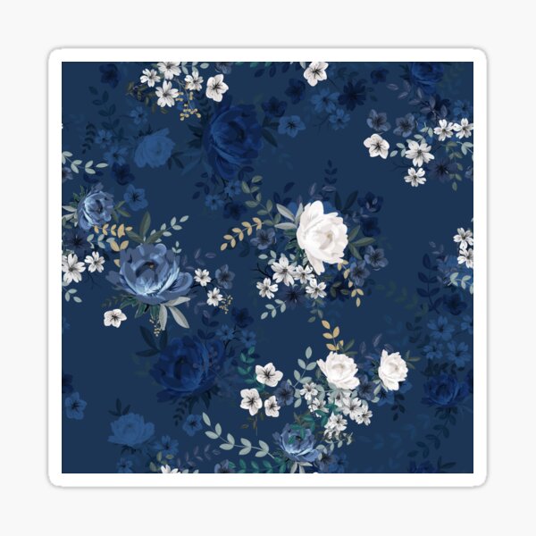 Item preview, Vintage navy flowers designed and sold by tingbysanna.