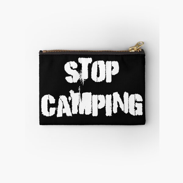 Item preview, Stop camping, white text designed and sold by TeesMi.