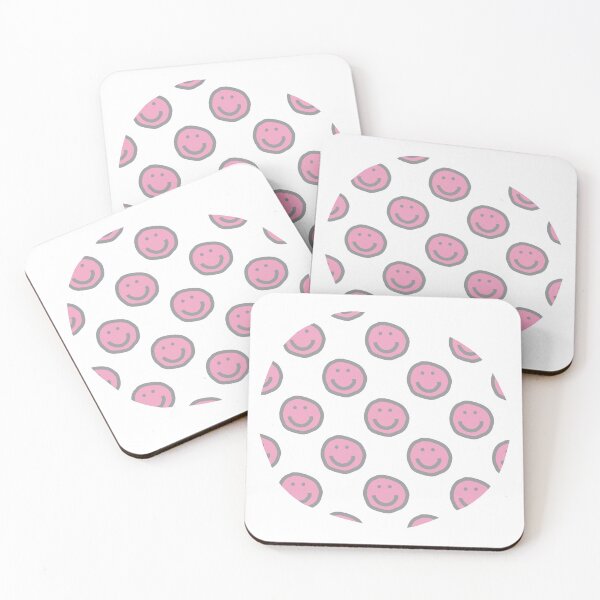 Item preview, Round of Happy Smiley Faces in Prism Pink designed and sold by ellenhenry.