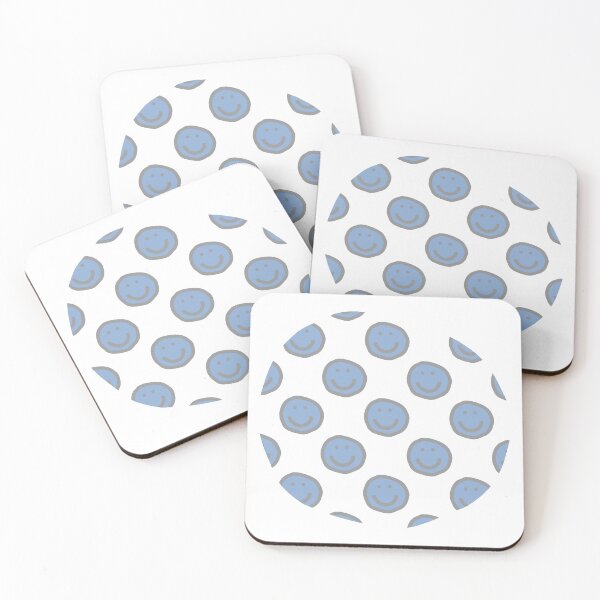 Item preview, Round of Happy Smiley Faces in Placid Blue designed and sold by ellenhenry.