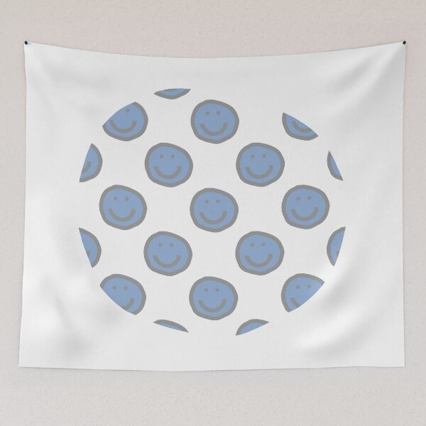 Item preview, Round of Happy Smiley Faces in Placid Blue designed and sold by ellenhenry.