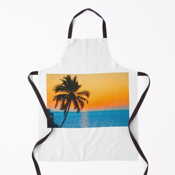Item preview, Orange Sunset Sky and Blue Beautiful Ocean with a Palm Tree by a Beach designed and sold by AidenChen.