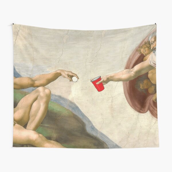 Sistine of Beer Pong Tapestry Tapestry