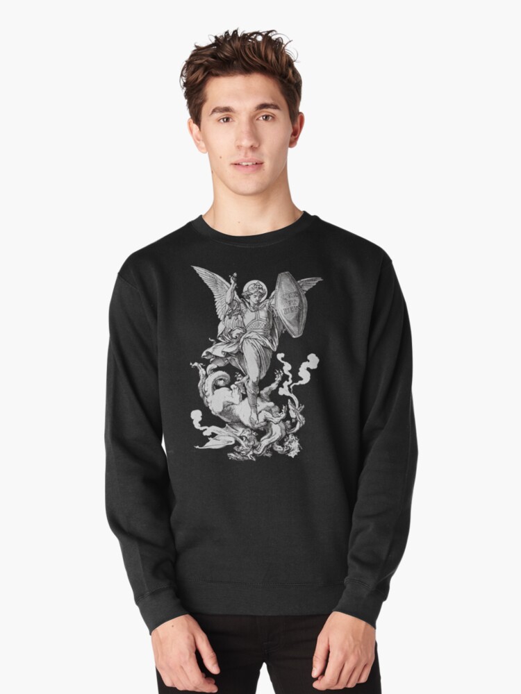 Thumbnail 1 of 5, Pullover Sweatshirt, Saint Michael Fighting the Dragon designed and sold by Beltschazar.