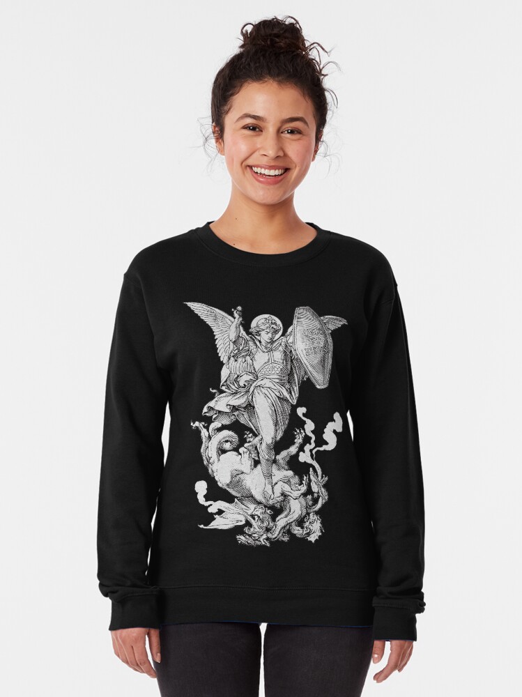 Thumbnail 2 of 5, Pullover Sweatshirt, Saint Michael Fighting the Dragon designed and sold by Beltschazar.