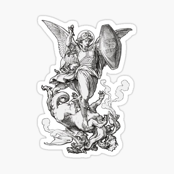 Vista previa del artículo con la obra «San Miguel luchando contra el dragón», diseñado y vendido por Beltschazar.
