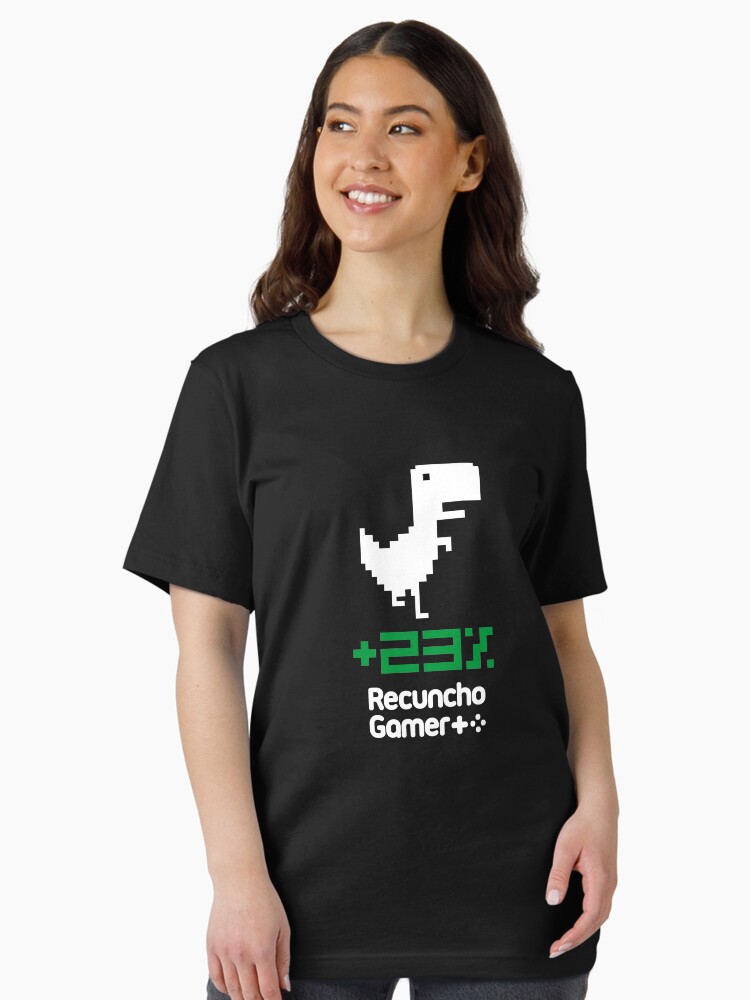 Imagen 2 de 7, Camiseta esencial con la obra [Para fondo negro] Con dinosauros, un 23% mellor, diseñada y vendida por RecunchoGamer.