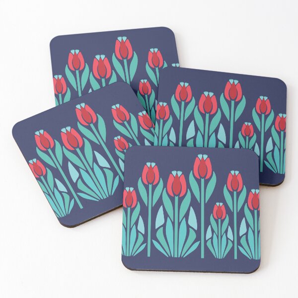 Item preview, Vintage Art Nouveau Flowers Red Tulips designed and sold by Anna Lemos.
