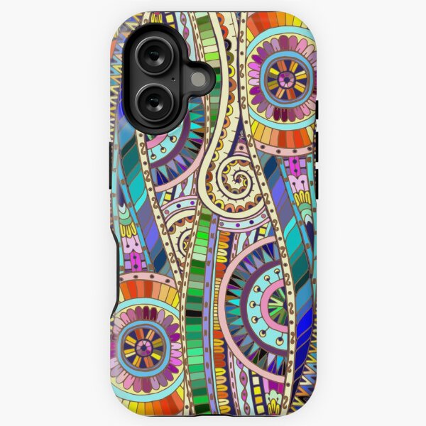 Abstract mosaic rainbow flowers iPhone Tough Case