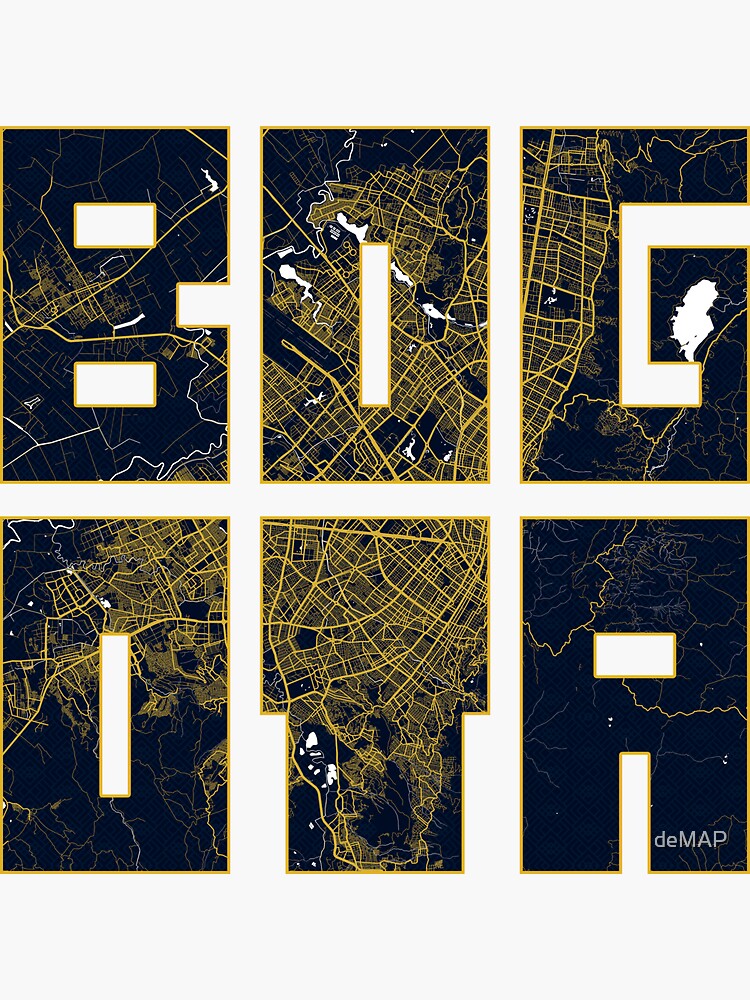 Bogota City Map Of Colombia Gold Art Deco Sticker By Demap Redbubble 