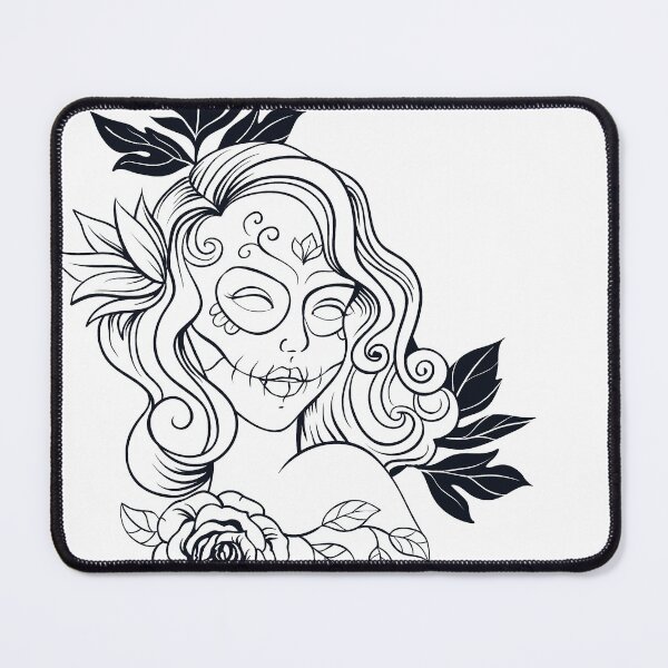 Item preview, sugar skull girl line drawing day of the dead designed and sold by headpossum.