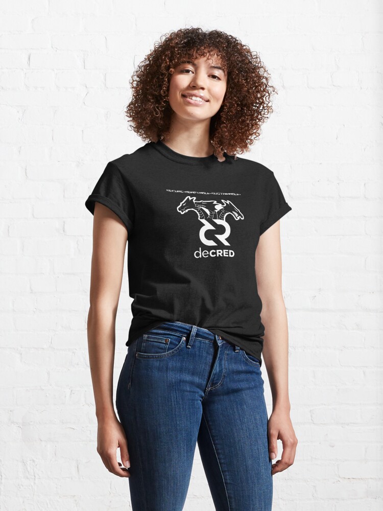 Thumbnail 4 of 7, Classic T-Shirt, Decred hydra © v1 (Design timestamped by https://timestamp.decred.org/) designed and sold by OfficialCryptos.
