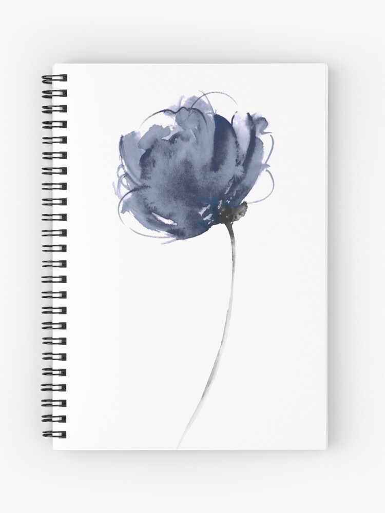 Cahier A Spirale Peony Aquarelle Peinture Fleur Bleue Illustration Image Poster Par Asiaszmerdt Redbubble