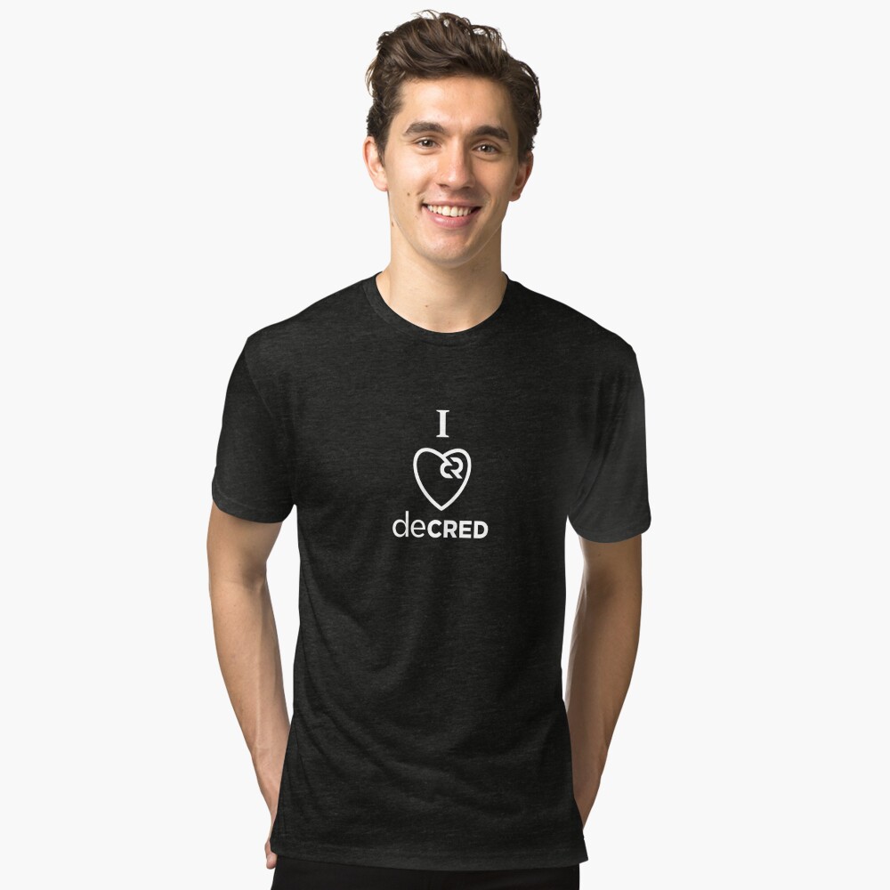 I love Decred © v1 (Design timestamped by https://timestamp.decred.org/) Tri-blend T-Shirt