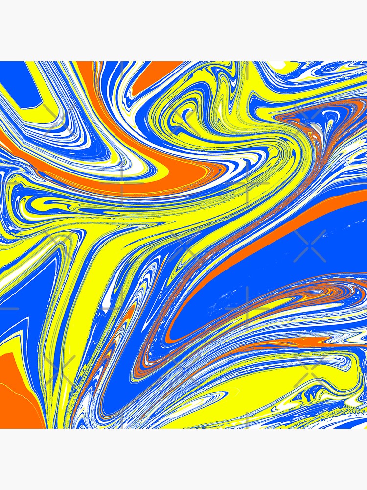 "Orange yellow blue white abstract art " Sticker for Sale by