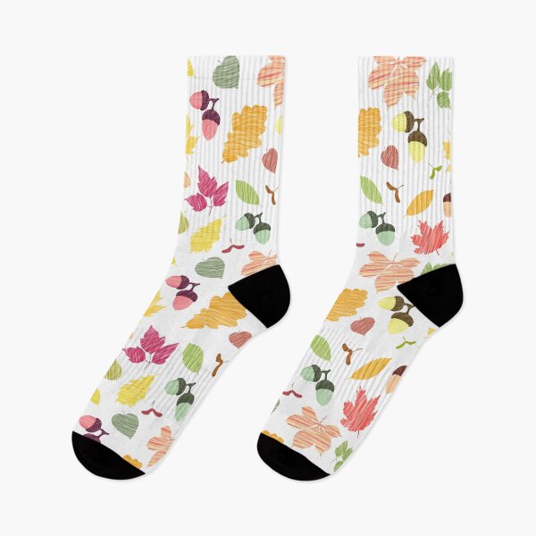 Item preview, Multicolored autumn leaves and acorns on a white background, pencil, applique, texture. designed and sold by UVI-CA.