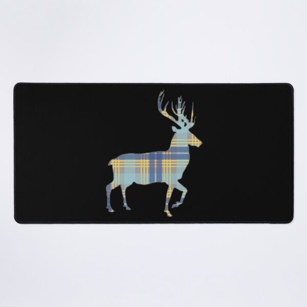 Item preview, Blue, Grey and Yellow Tartan Scottish Stag Silhouette designed and sold by MacPean.