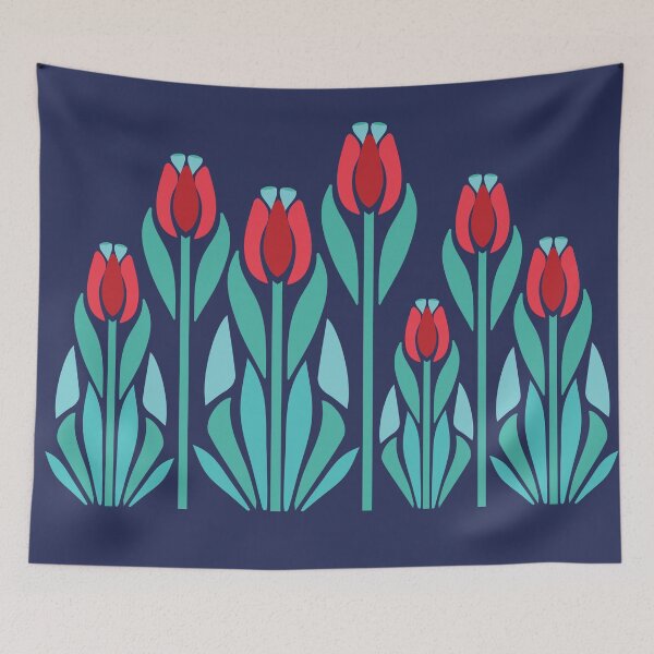 Item preview, Vintage Art Nouveau Flowers Red Tulips designed and sold by Anna Lemos.