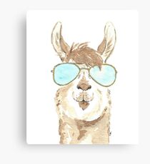 Llama Aviator Watercolor Canvas Print