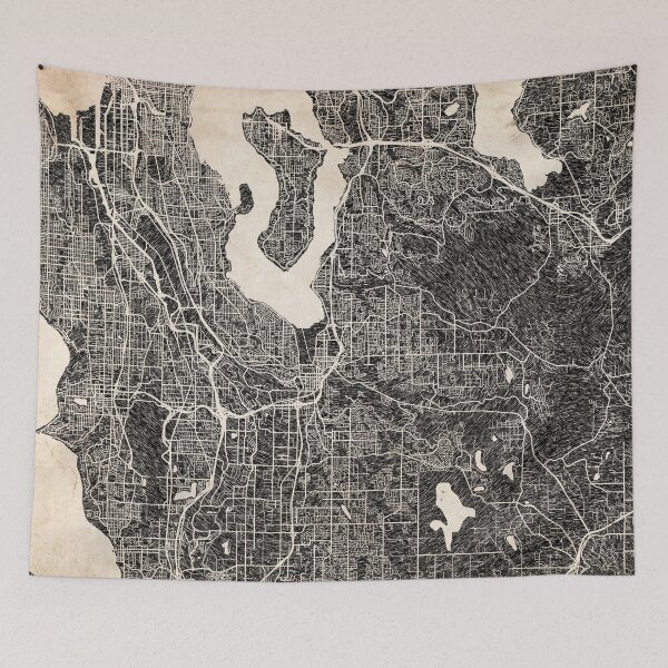 Item preview, Renton map Washington Ink lines designed and sold by InkMaps.