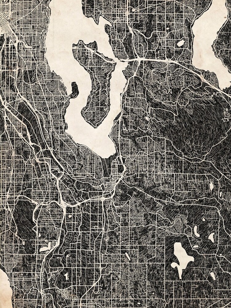 Aperçu 4 sur 4. Coque iPhone avec l'œuvre Renton map Washington Ink lines 2 créée et vendue par InkMaps.