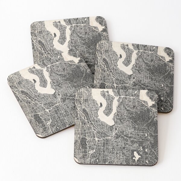 Item preview, Renton map Washington Ink lines 2 designed and sold by InkMaps.