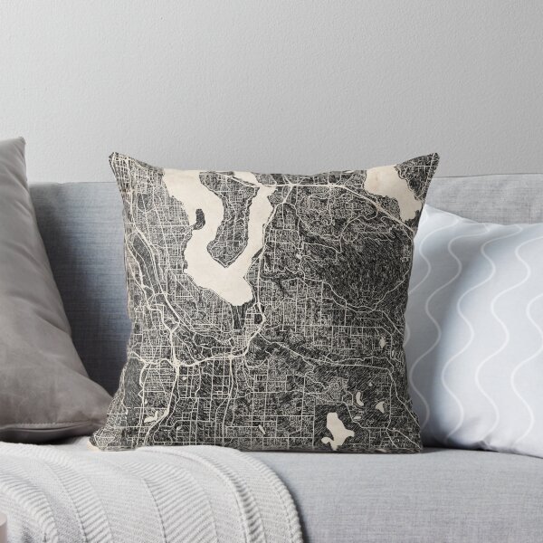 Item preview, Renton map Washington Ink lines 2 designed and sold by InkMaps.