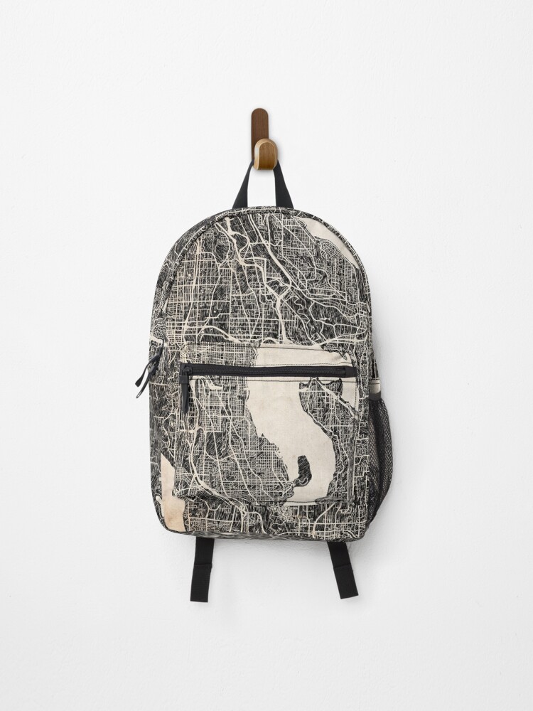 Thumbnail 1 of 3, Backpack, Renton map Washington Ink lines 2 designed and sold by InkMaps.