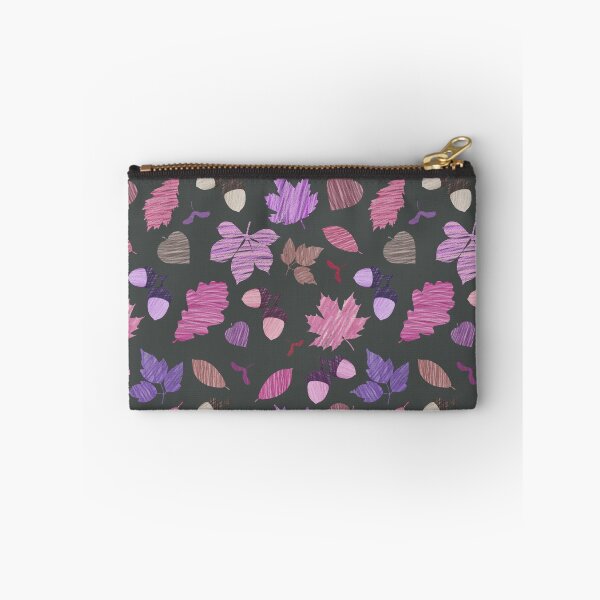 Item preview, Pink and purple autumn leaves and acorns on a dark background, pencil, applique, texture. designed and sold by UVI-CA.