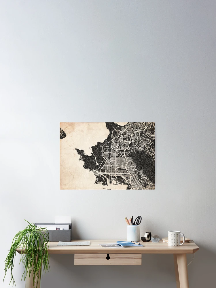 Aperçu 2 sur 3. Poster avec l'œuvre Richmond map California Ink lines 2 créée et vendue par InkMaps.