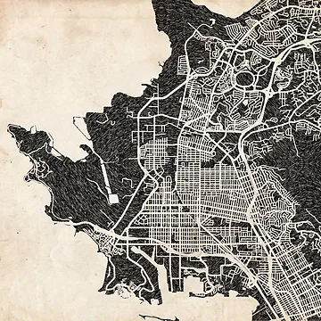 Aperçu de l'œuvre Richmond map California Ink lines 2 de InkMaps
