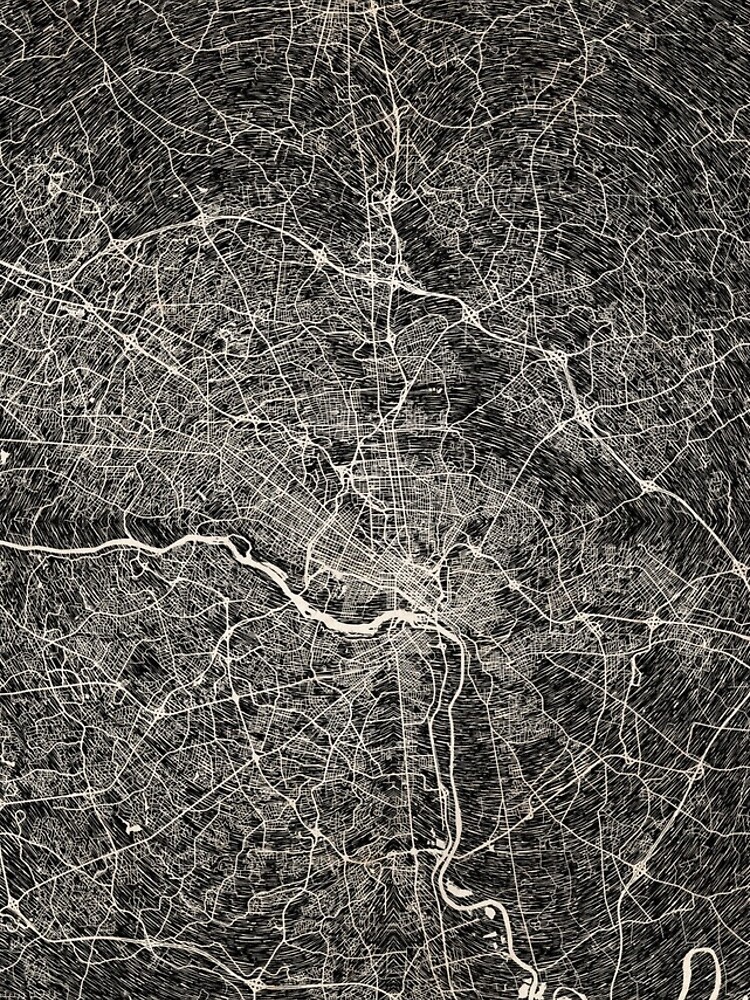 Aperçu 5 sur 5. Coque iPhone avec l'œuvre Richmond map Virginia Ink lines créée et vendue par InkMaps.
