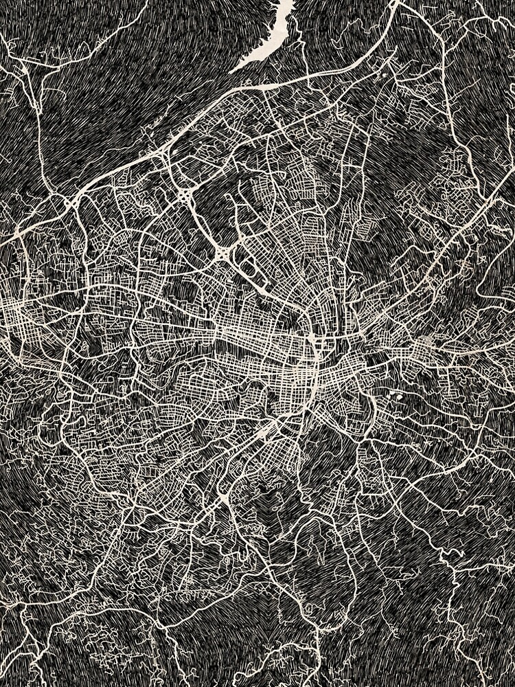 Aperçu 5 sur 5. Robe trapèze avec l'œuvre Roanoke map Virginia Ink lines 2 créée et vendue par InkMaps.