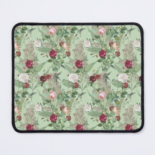 Item preview, romantic rose flower pattern on green background design  designed and sold by vidyaroul.