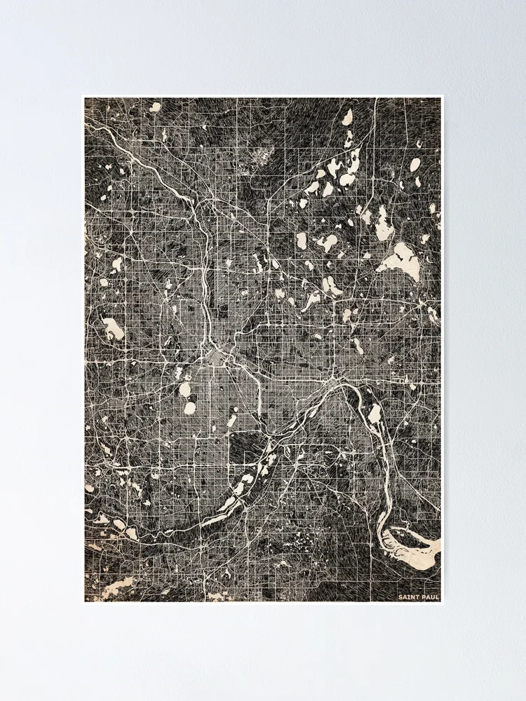 Imagen 1 de 3, Póster con la obra Saint Paul map Minnesota Ink lines 2, diseñada y vendida por InkMaps.