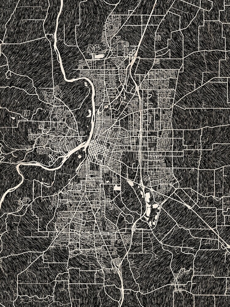 Aperçu 5 sur 5. Robe trapèze avec l'œuvre Salem map Oregon Ink lines 2 créée et vendue par InkMaps.