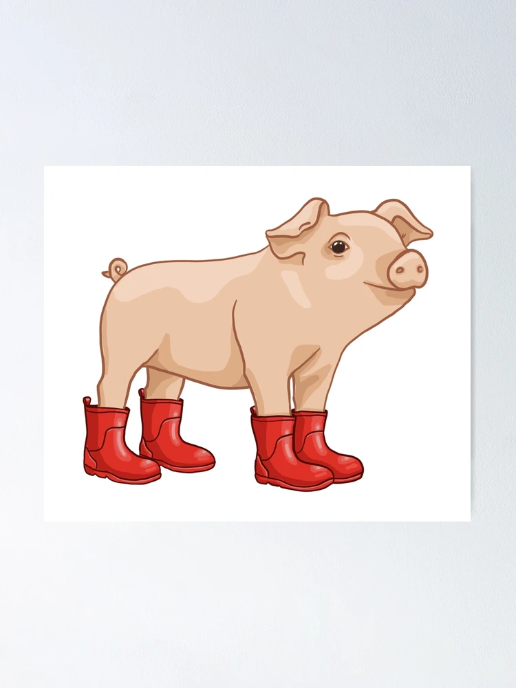 Pig in red rain boots best sale