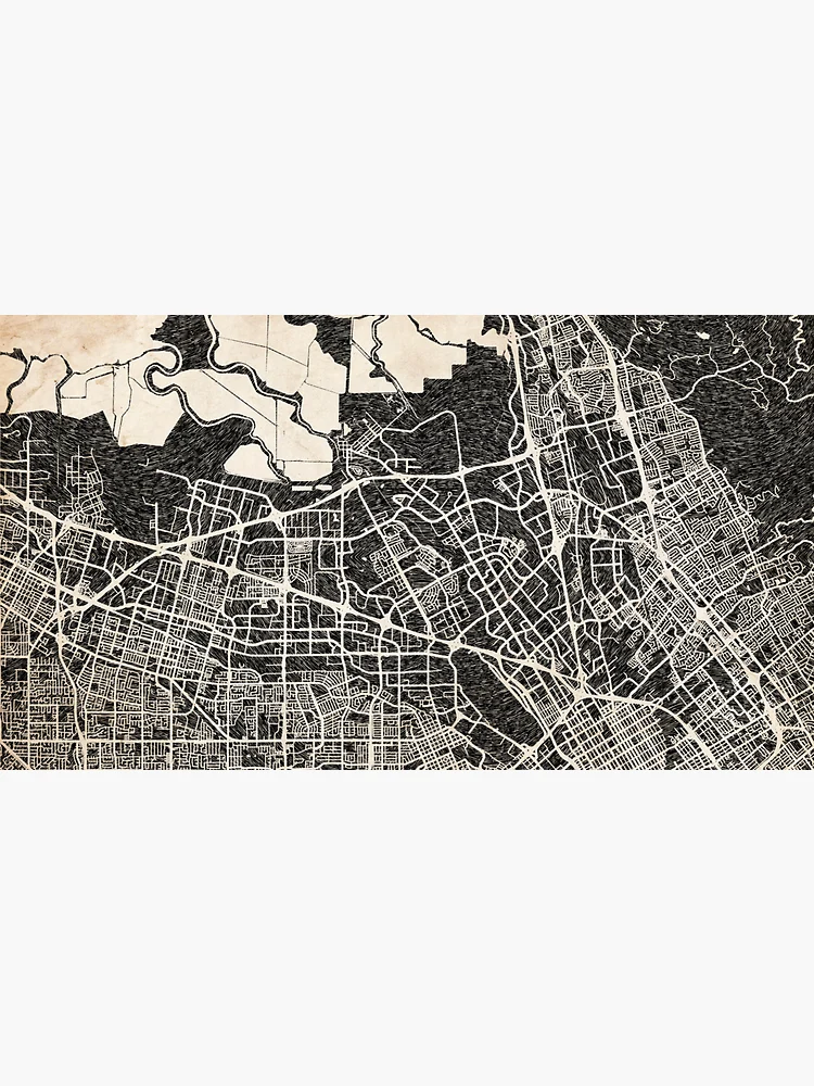 Thumbnail 3 of 3, Cap, Santa Clara map California Ink lines designed and sold by InkMaps.