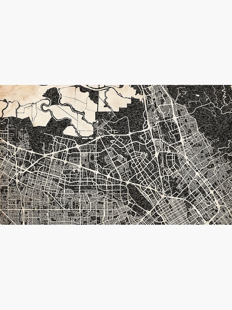 Aperçu 4 sur 4. Mug à café avec l'œuvre Santa Clara map California Ink lines créée et vendue par InkMaps.