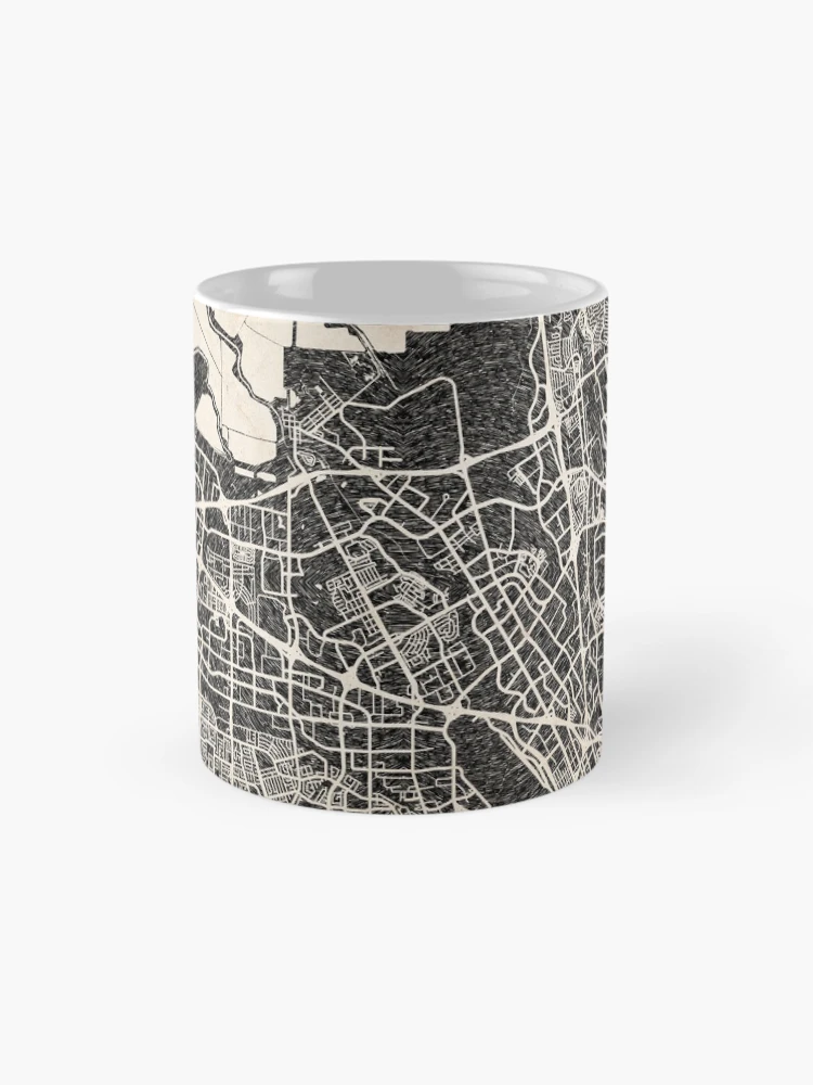 Aperçu 4 sur 6. Mug à café avec l'œuvre Santa Clara map California Ink lines créée et vendue par InkMaps.
